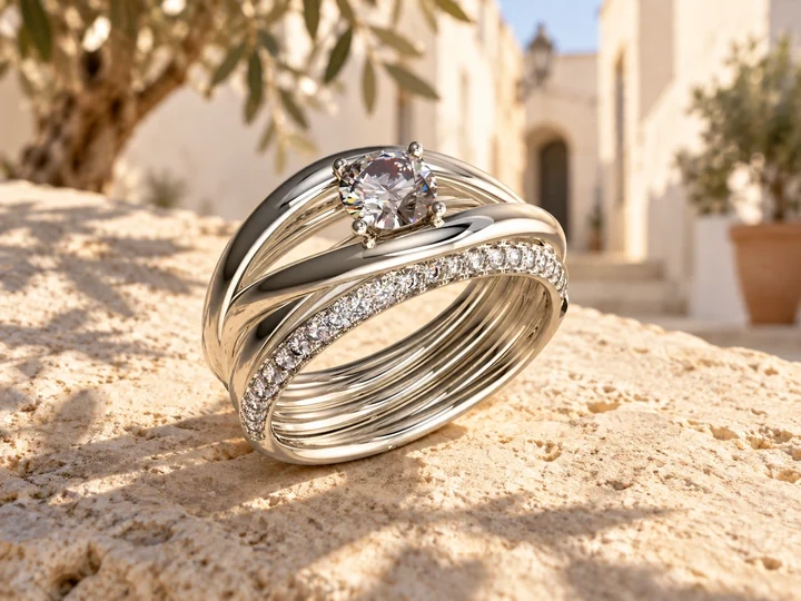 Bague Paloma Diamants Blancs en or blanc 18 carats — mise en scène artistique dans les Pouilles.